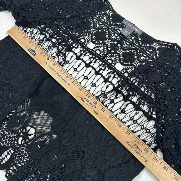 Kate & Mallory Crochet Shrug Top Open Front 3/4 Sleeve Gothic Romantic Victorian - Picture 7 of 12